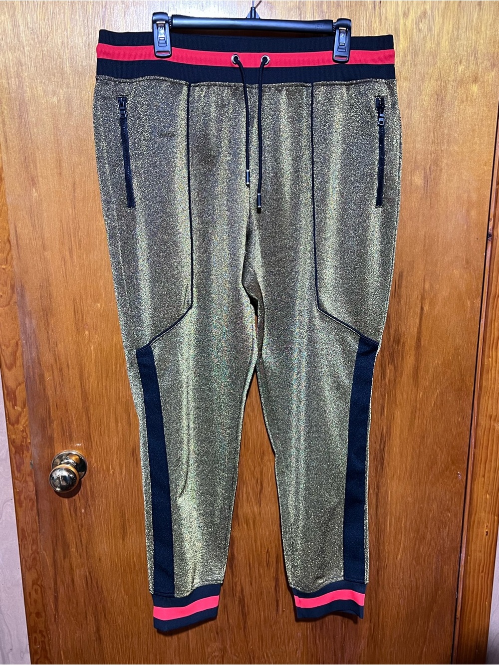 I.N.C. International Concepts Disco Jogger Pants Size L Gold